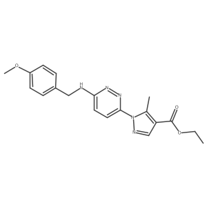 Ethyl 1-(6-(4-methoxybenzylamino)pyridazin-3-yl)-5-methyl-1h-pyrazole-4-carboxylate结构式