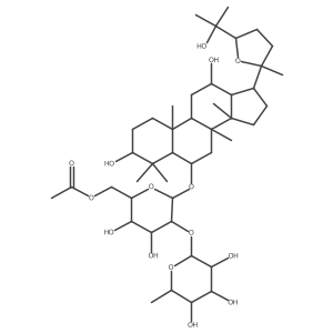 [(2R,3S,4S,5R,6R)-6-[[(3S,5R,6S,8R,9R,10R,12R,13R,14R,17S)-3,12-dihydroxy-17-[(2S,5S)-5-(2-hydroxypropan-2-yl)-2-methyloxolan-2-yl]-4,4,8,10,14-pentamethyl-2,3,5,6,7,9,11,12,13,15,16,17-dodecahydro-1H-cyclopenta[a]phenanthren-6-yl]oxy]-3,4-dihydroxy-5-[(2S,3R,4R,5R,6S)-3,4,5-trihydroxy-6-methyloxan-2-yl]oxyoxan-2-yl]methyl acetate Structure