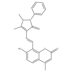 4-{[(7-hydroxy-4-methyl-2-oxo-2H-chromen-8-yl)methylene]amino}-1,5-dimethyl-2-phenyl-1,2-dihydro-3H-pyrazol-3-one Structure