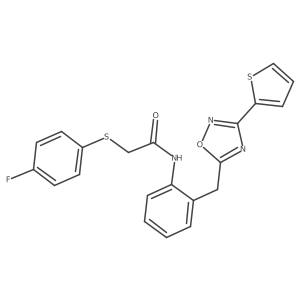 2-((4-fluorophenyl)thio)-N-(2-((3-(thiophen-2-yl)-1,2,4-oxadiazol-5-yl)methyl)phenyl)acetamide Structure