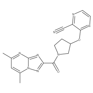 3-((1-(5,7-Dimethyl-[1,2,4]triazolo[1,5-a]pyrimidine-2-carbonyl)pyrrolidin-3-yl)oxy)pyrazine-2-carbonitrile Structure