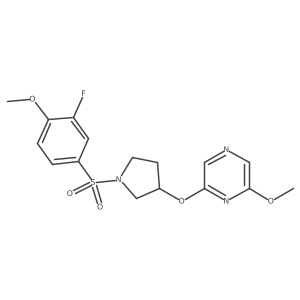2-((1-((3-Fluoro-4-methoxyphenyl)sulfonyl)pyrrolidin-3-yl)oxy)-6-methoxypyrazine Structure