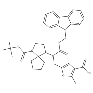 5-[({1-[(tert-butoxy)carbonyl]-1-azaspiro[4.4]nonan-4-yl}({[(9H-fluoren-9-yl)methoxy]carbonyl})amino)methyl]-2-methylfuran-3-carboxylic acid Structure