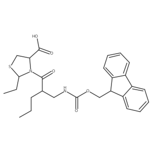 2-ethyl-3-{2-[({[(9H-fluoren-9-yl)methoxy]carbonyl}amino)methyl]pentanoyl}-1,3-thiazolidine-4-carboxylic acid结构式