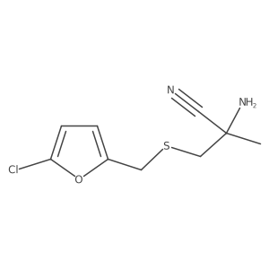 2-Amino-3-{[(5-chlorofuran-2-yl)methyl]sulfanyl}-2-methylpropanenitrile Structure
