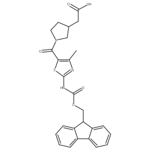 2-{1-[2-({[(9H-fluoren-9-yl)methoxy]carbonyl}amino)-4-methyl-1,3-thiazole-5-carbonyl]pyrrolidin-3-yl}acetic acid Structure
