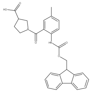 1-[2-({[(9H-fluoren-9-yl)methoxy]carbonyl}amino)-5-methylbenzoyl]pyrrolidine-3-carboxylic acid Structure