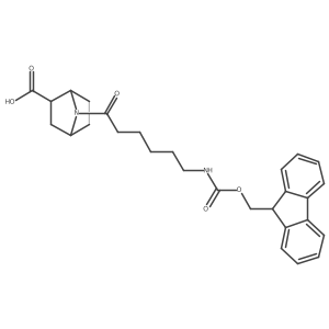7-[6-({[(9H-fluoren-9-yl)methoxy]carbonyl}amino)hexanoyl]-7-azabicyclo[2.2.1]heptane-2-carboxylic acid结构式