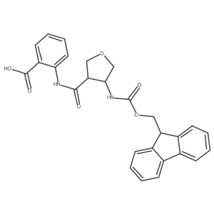 2-[4-({[(9H-fluoren-9-yl)methoxy]carbonyl}amino)oxolane-3-amido]benzoic acid结构式