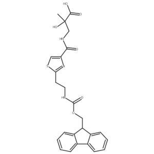 3-({2-[2-({[(9H-fluoren-9-yl)methoxy]carbonyl}amino)ethyl]-1,3-thiazol-4-yl}formamido)-2-hydroxy-2-methylpropanoic acid Structure