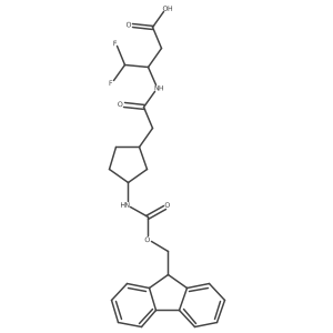 rac-3-{2-[(1R,3S)-3-({[(9H-fluoren-9-yl)methoxy]carbonyl}amino)cyclopentyl]acetamido}-4,4-difluorobutanoic acid Structure