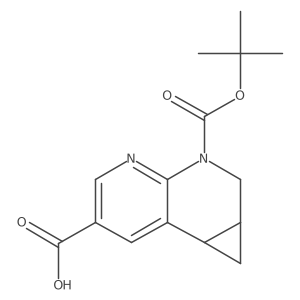3-(tert-Butoxycarbonyl)-1a,2,3,7b-tetrahydro-1H-cyclopropa[c][1,8]naphthyridine-6-carboxylic acid结构式