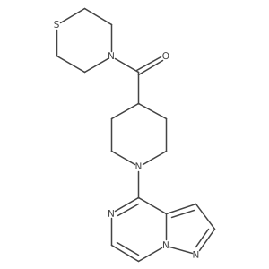 4-(1-{Pyrazolo[1,5-a]pyrazin-4-yl}piperidine-4-carbonyl)thiomorpholine结构式
