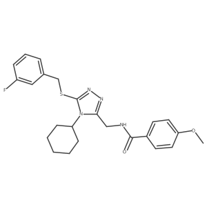 N-((4-cyclohexyl-5-((3-fluorobenzyl)thio)-4H-1,2,4-triazol-3-yl)methyl)-4-methoxybenzamide Structure