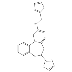 2-(2-(furan-2-yl)-4-oxo-3,4-dihydrobenzo[b][1,4]thiazepin-5(2H)-yl)-N-(furan-2-ylmethyl)acetamide结构式