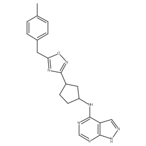 N-{(1S,3S)-3-[5-(4-methylbenzyl)-1,2,4-oxadiazol-3-yl]cyclopentyl}-1H-pyrazolo[3,4-d]pyrimidin-4-amine Structure