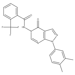 N-(1-(3,4-dimethylphenyl)-4-oxo-1H-pyrazolo[3,4-d]pyrimidin-5(4H)-yl)-2-(trifluoromethyl)benzamide结构式