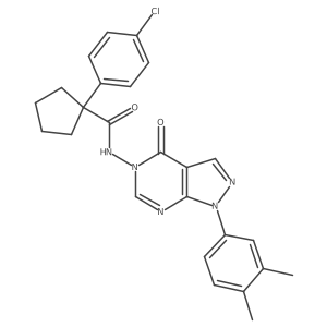 1-(4-chlorophenyl)-N-(1-(3,4-dimethylphenyl)-4-oxo-1H-pyrazolo[3,4-d]pyrimidin-5(4H)-yl)cyclopentanecarboxamide结构式