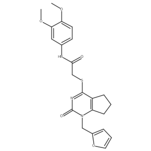 N-(3,4-dimethoxyphenyl)-2-((1-(furan-2-ylmethyl)-2-oxo-2,5,6,7-tetrahydro-1H-cyclopenta[d]pyrimidin-4-yl)thio)acetamide结构式