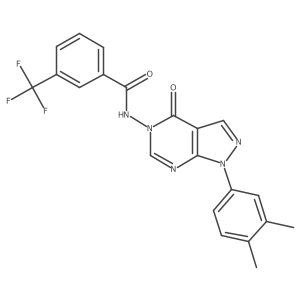 N-(1-(3,4-dimethylphenyl)-4-oxo-1H-pyrazolo[3,4-d]pyrimidin-5(4H)-yl)-3-(trifluoromethyl)benzamide结构式
