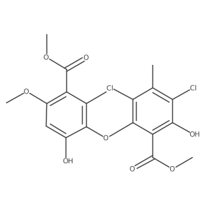Methyl 3,5-dichloro-2-hydroxy-6-[6-hydroxy-4-methoxy-3-(methoxycarbonyl)-2-methylphenoxy]-4-methylbenzoate结构式