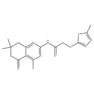 2-[(5-methyl-1,3,4-thiadiazol-2-yl)sulfanyl]-N-(4,7,7-trimethyl-5-oxo-5,6,7,8-tetrahydroquinazolin-2-yl)acetamide结构式