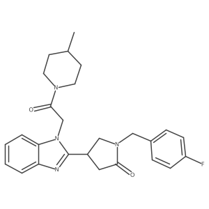 1-(4-fluorobenzyl)-4-(1-(2-(4-methylpiperidin-1-yl)-2-oxoethyl)-1H-benzo[d]imidazol-2-yl)pyrrolidin-2-one结构式