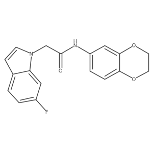 O=C(Cn1ccc2ccc(F)cc21)Nc1ccc2c(c1)OCCO2结构式