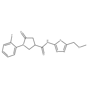 1-(2-fluorophenyl)-N-[(2E)-5-(methoxymethyl)-1,3,4-thiadiazol-2(3H)-ylidene]-5-oxopyrrolidine-3-carboxamide结构式
