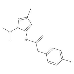 2-(4-fluorophenyl)-N-(1-isopropyl-3-methyl-1H-pyrazol-5-yl)acetamide结构式