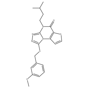4-isopentyl-1-((3-methoxybenzyl)thio)thieno[2,3-e][1,2,4]triazolo[4,3-a]pyrimidin-5(4H)-one结构式