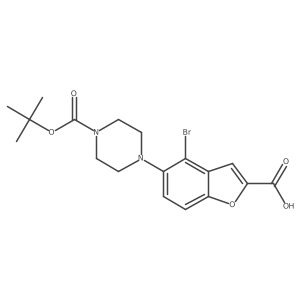1-(1,1-Dimethylethyl) 4-(4-bromo-2-carboxy-5-benzofuranyl)-1-piperazinecarboxylate Structure