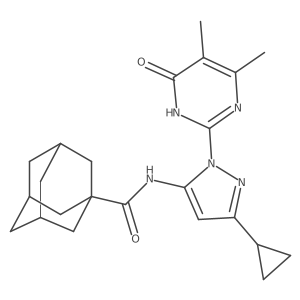 N-[5-Cyclopropyl-2-(4,5-dimethyl-6-oxo-1H-pyrimidin-2-yl)pyrazol-3-yl]adamantane-1-carboxamide结构式