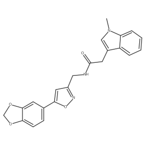 N-((5-(benzo[d][1,3]dioxol-5-yl)isoxazol-3-yl)methyl)-2-(1-methyl-1H-indol-3-yl)acetamide结构式