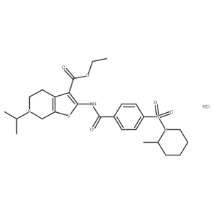 Ethyl 6-isopropyl-2-(4-((2-methylpiperidin-1-yl)sulfonyl)benzamido)-4,5,6,7-tetrahydrothieno[2,3-c]pyridine-3-carboxylate hydrochloride Structure