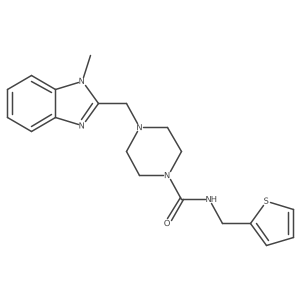 4-((1-methyl-1H-benzo[d]imidazol-2-yl)methyl)-N-(thiophen-2-ylmethyl)piperazine-1-carboxamide结构式