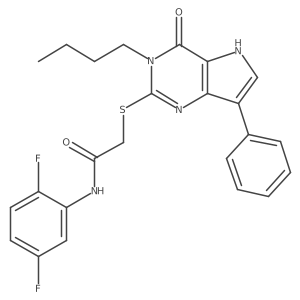2-((3-butyl-4-oxo-7-phenyl-4,5-dihydro-3H-pyrrolo[3,2-d]pyrimidin-2-yl)thio)-N-(2,5-difluorophenyl)acetamide结构式