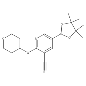 5-(4,4,5,5-Tetramethyl-[1,3,2]dioxaborolan-2-yl)-2-(tetrahydro-2h-pyran-4-yloxy)pyridine-3-carbonitrile Structure