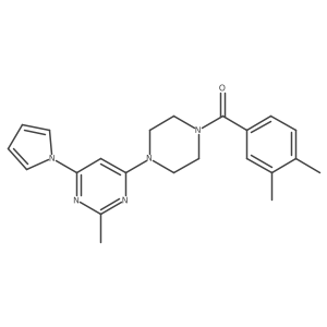 (3,4-dimethylphenyl)(4-(2-methyl-6-(1H-pyrrol-1-yl)pyrimidin-4-yl)piperazin-1-yl)methanone Structure