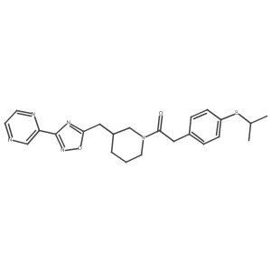 2-(4-(Isopropylthio)phenyl)-1-(3-((3-(pyrazin-2-yl)-1,2,4-oxadiazol-5-yl)methyl)piperidin-1-yl)ethanone Structure