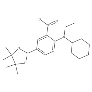 N-cyclohexyl-N-ethyl-2-nitro-4-(4,4,5,5-tetramethyl-1,3,2-dioxaborolan-2-yl)benzenamine结构式