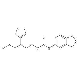 1-(Benzo[d][1,3]dioxol-5-yl)-3-(5-hydroxy-3-(thiophen-2-yl)pentyl)urea结构式