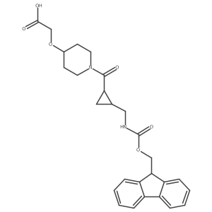 2-[(1-{2-[({[(9H-fluoren-9-yl)methoxy]carbonyl}amino)methyl]cyclopropanecarbonyl}piperidin-4-yl)oxy]acetic acid Structure