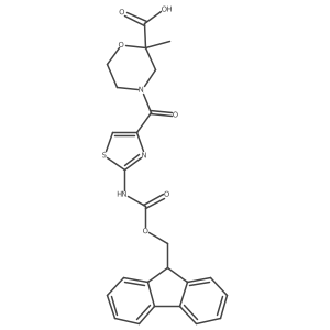 4-[2-({[(9H-fluoren-9-yl)methoxy]carbonyl}amino)-1,3-thiazole-4-carbonyl]-2-methylmorpholine-2-carboxylic acid结构式