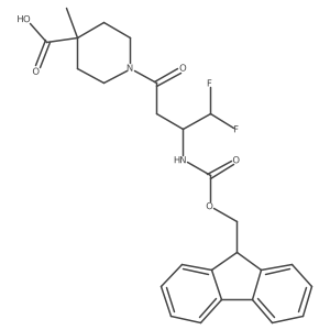 1-[3-({[(9H-fluoren-9-yl)methoxy]carbonyl}amino)-4,4-difluorobutanoyl]-4-methylpiperidine-4-carboxylic acid结构式