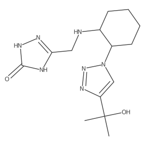 5-((((1S,2R)-2-(4-(2-Hydroxypropan-2-yl)-1H-1,2,3-triazol-1-yl)cyclohexyl)amino)methyl)-2,4-dihydro-3H-1,2,4-triazol-3-one Structure