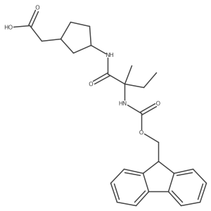 rac-2-[(1R,3S)-3-[2-({[(9H-fluoren-9-yl)methoxy]carbonyl}amino)-2-methylbutanamido]cyclopentyl]acetic acid Structure