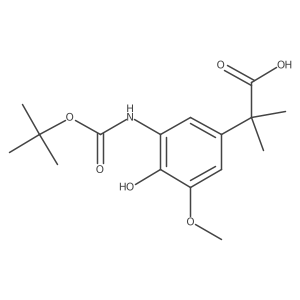 2-(3-{[(Tert-butoxy)carbonyl]amino}-4-hydroxy-5-methoxyphenyl)-2-methylpropanoic acid结构式