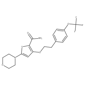 5-Morpholino-3-(4-(trifluoromethoxy)phenethoxy)thiophene-2-carboxamide结构式