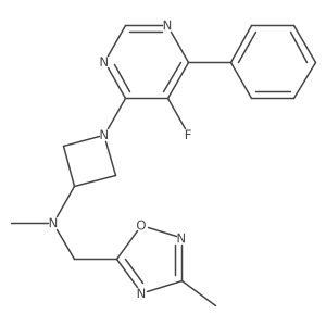 1-(5-Fluoro-6-phenylpyrimidin-4-yl)-N-methyl-N-[(3-methyl-1,2,4-oxadiazol-5-yl)methyl]azetidin-3-amine Structure